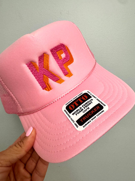 Light Pink Initial Trucker (please see description box for instructions on how to order)