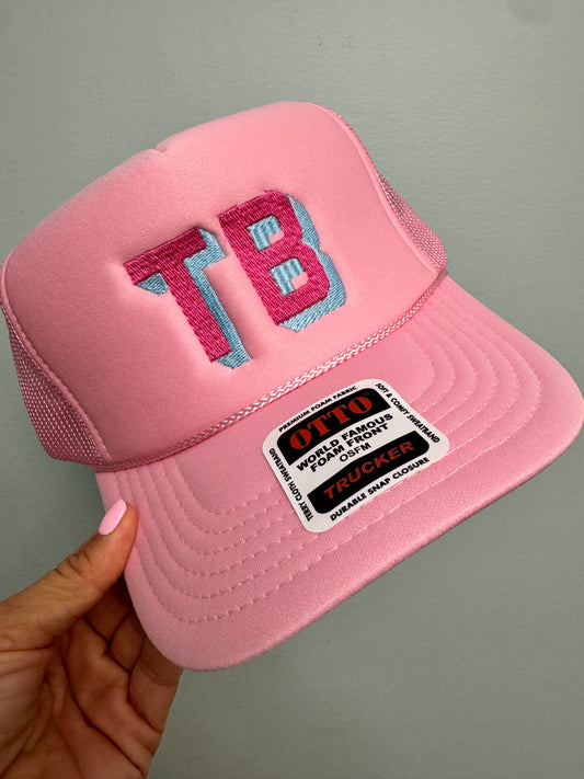 Light Pink Initial Trucker (please see description box for instructions on how to order)