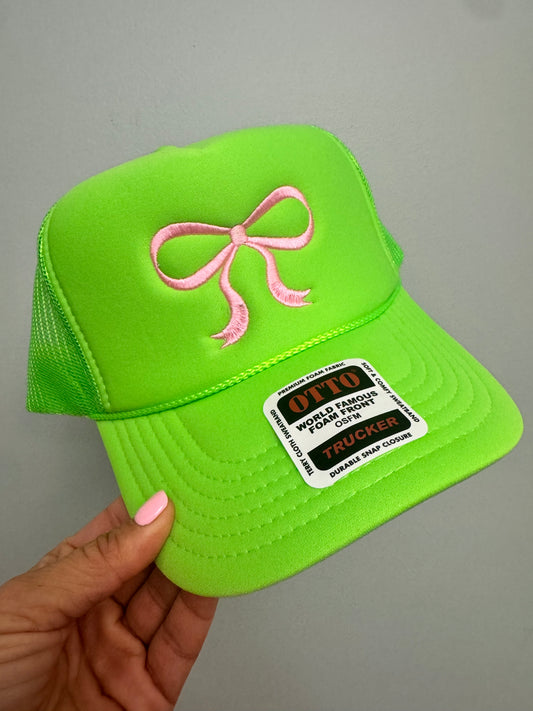 Lime Green Bow Hat