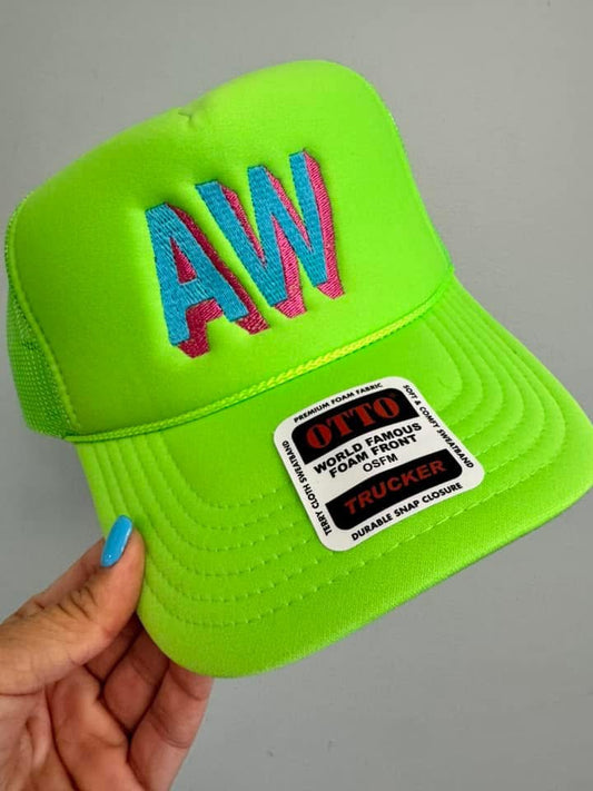 Lime Green Initial Trucker (please see description box for instructions on how to order)