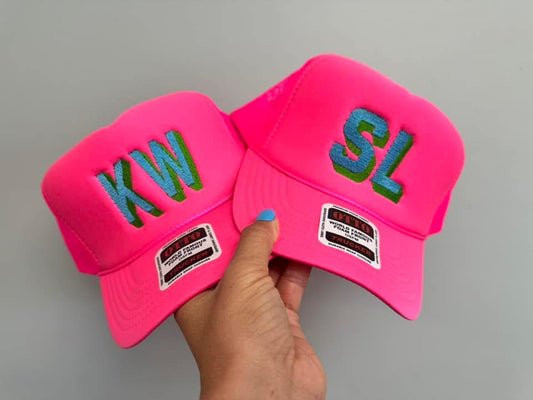 Hot pink Initial Trucker (see description box for instructions on how to order)
